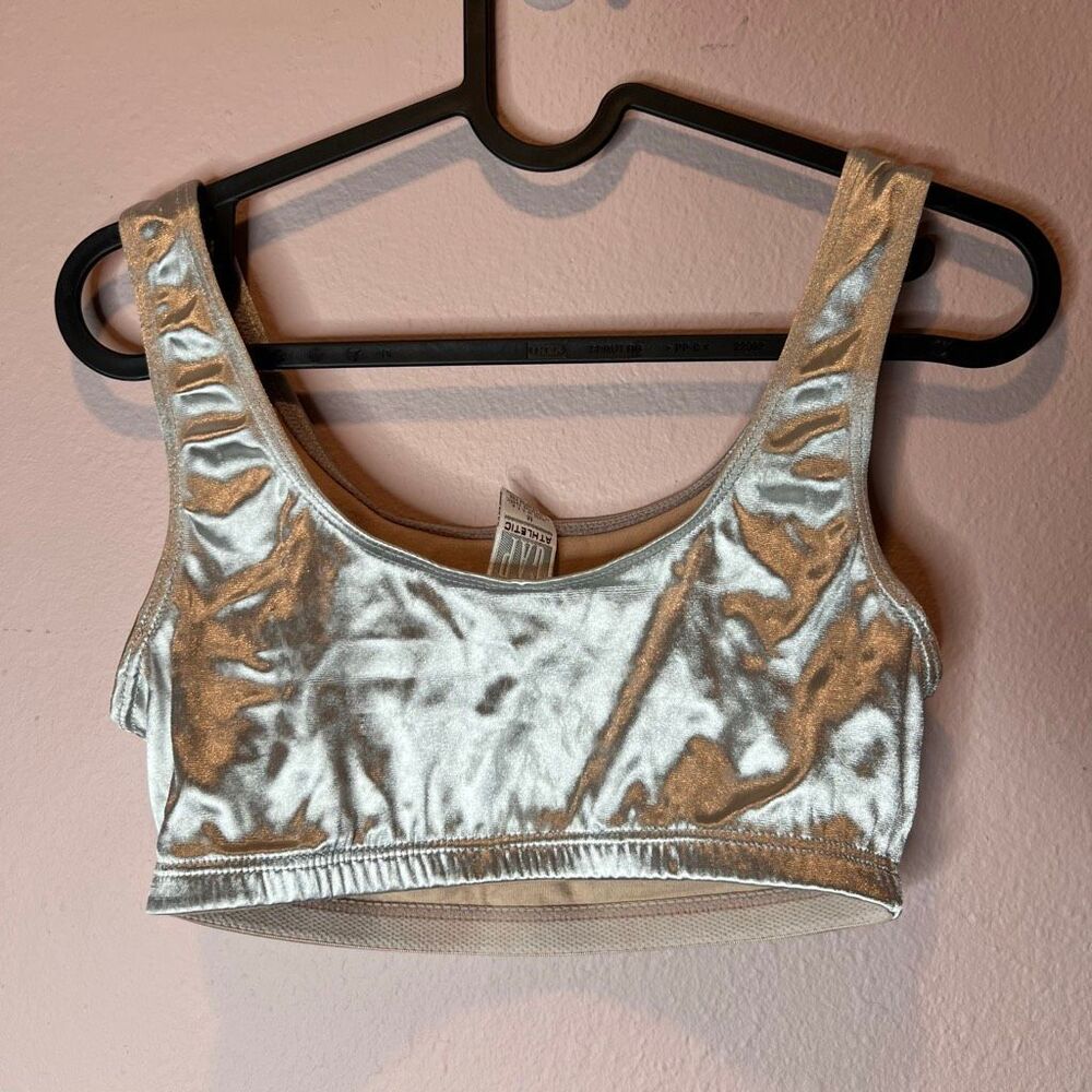 GAP Silver Metallic Velvet Sports Bra - Picture 2 of 4